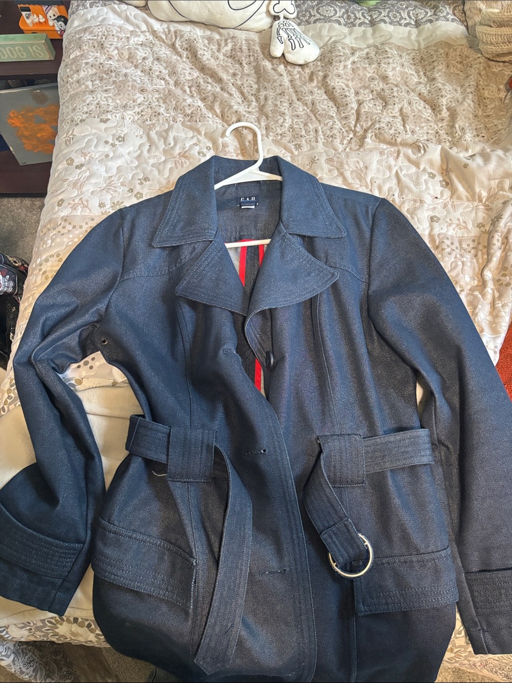 GAP Women's Dark Navy Belted Trench Jacket